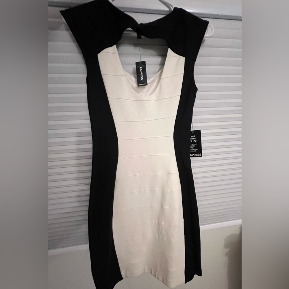 Black and white express form fitted dress